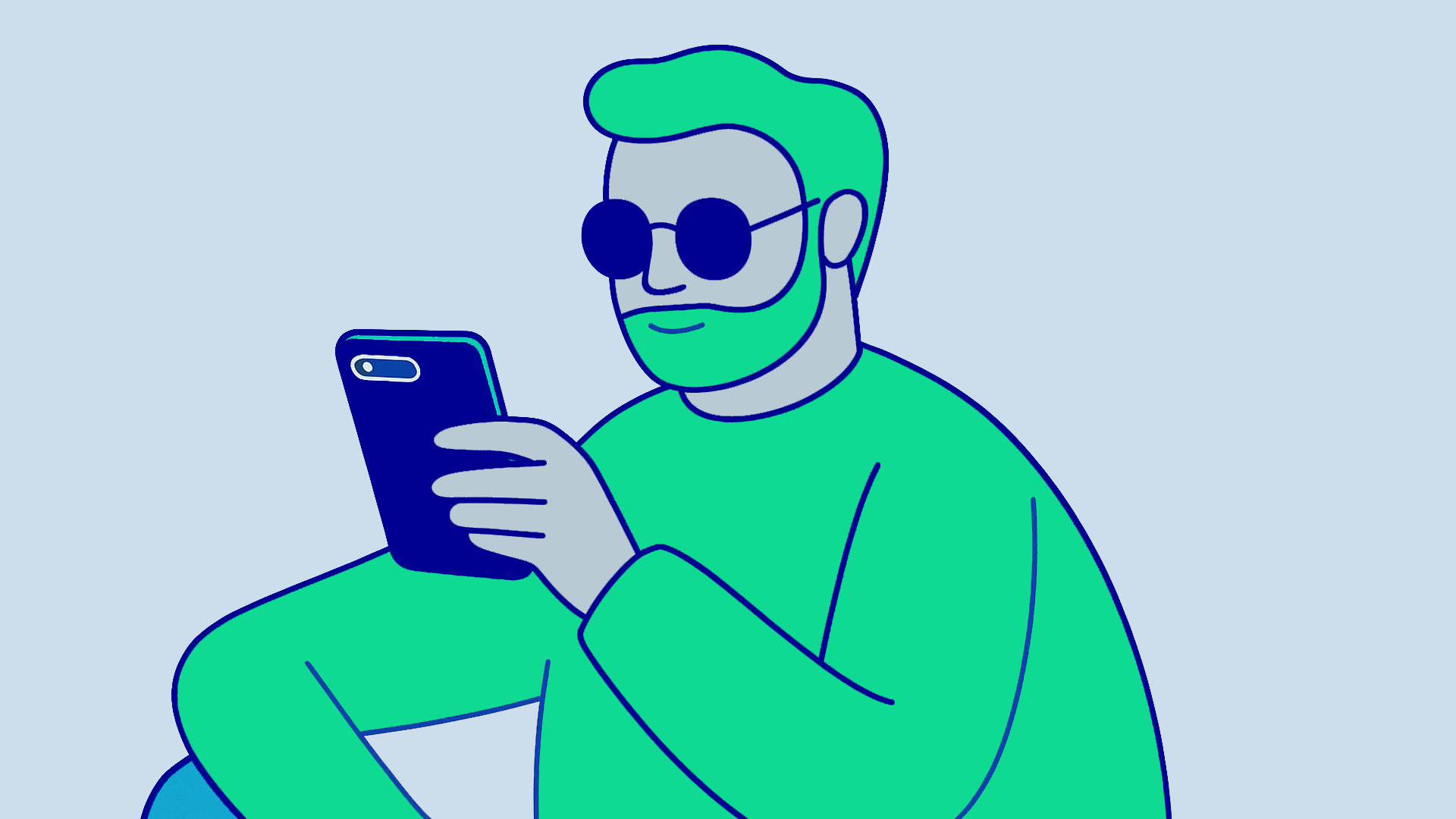 [Imagen de Hombre sonriendo mientras usa su celular]